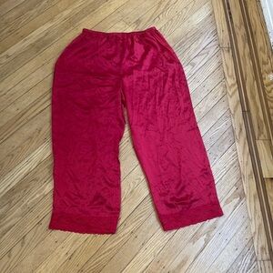 Red Satin Pajama Pants Lace Trim Sleepwear Lounge Pants Size Large